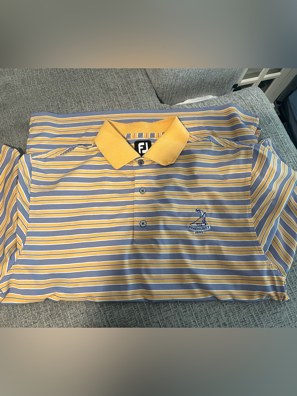 Pinehurst FootJoy Yellow & Blue Striped Polo